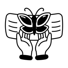 Beautifully designed glyph icon of simulated butterfly 