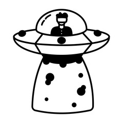 A glyph style icon of spacecraft travel 