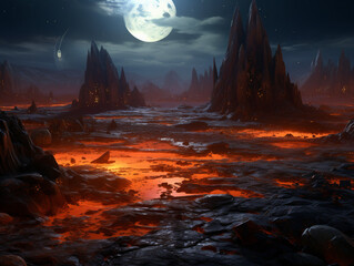 Backgrounds 3D illustration Alien planet Sci-fi Game