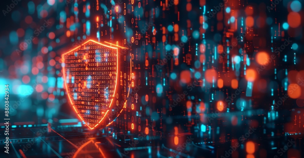Fototapete Cyber security concept. Encryption. Cyber security and information or network protection. Data Protection Cyber Security Privacy Business. 3D artwork.