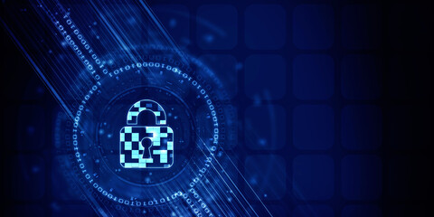 2d illustration Safety concept: Closed Padlock on digital background