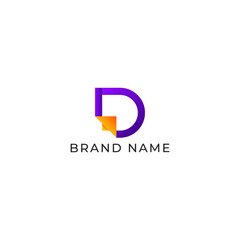 ILLUSTRATION LETTER D WITH TRIANGLE GEOMETRIC LOGO ICON PURPLE ORANGE GRADIENT COLOR TEMPLATE SIMPLE MINIMALIST ELEMENT DESIGN SIMPLE VECTOR GOOD FOR APPS, BRAND 