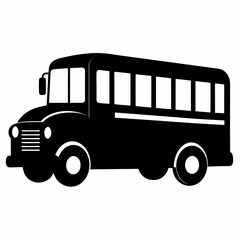 School bus vector illustration, bus vector art, school bus silhouette, school bus isolated on white vector icon