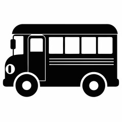 School bus vector illustration, bus vector art, school bus silhouette, school bus isolated on white vector icon