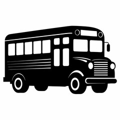 School bus vector illustration, bus vector art, school bus silhouette, school bus isolated on white vector icon