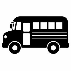 School bus vector illustration, bus vector art, school bus silhouette, school bus isolated on white vector icon