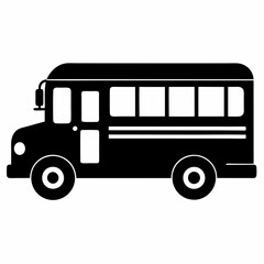 School bus vector illustration, bus vector art, school bus silhouette, school bus isolated on white vector icon