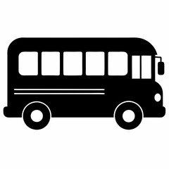 School bus vector illustration, bus vector art, school bus silhouette, school bus isolated on white vector icon