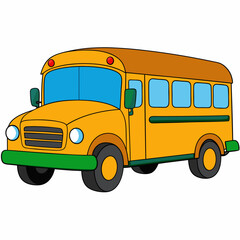 School bus vector illustration, bus vector art, school bus silhouette, school bus isolated on white vector icon