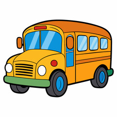 School bus vector illustration, bus vector art, school bus silhouette, school bus isolated on white vector icon