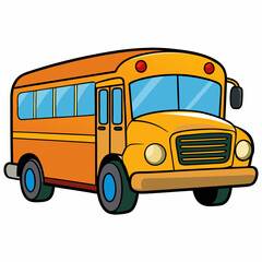 School bus vector illustration, bus vector art, school bus silhouette, school bus isolated on white vector icon