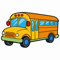 School bus vector illustration, bus vector art, school bus silhouette, school bus isolated on white vector icon