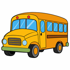 School bus vector illustration, bus vector art, school bus silhouette, school bus isolated on white vector icon