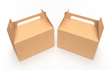 Two kraft food box mockup isolated on white