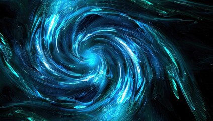 Swirling Vortex of Neon Blue and Green Energy in a Dynamic Abstract Background