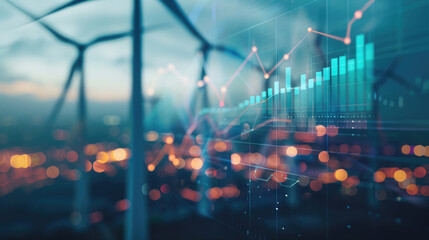 Fototapeta premium Energy Price Increase and Shift to Renewable Resources Illustrated with Graph