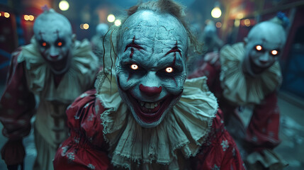 A group of scary clowns