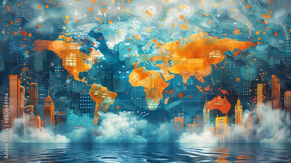 Aufkleber global connection concept.