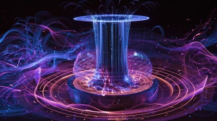 Obraz premium Abstract Glowing Digital Portal with Swirling Energy