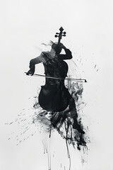 Fototapeta premium A black and white sketch of a person playing the cello