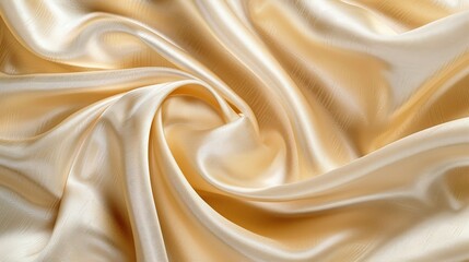 Fototapeta premium Close Up of Creamy Gold Satin Fabric