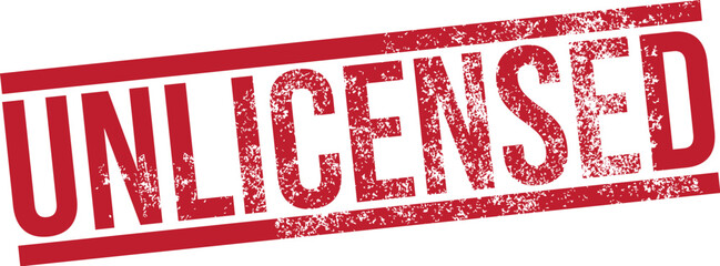 Unlicensed. Grunge Red Stamp.