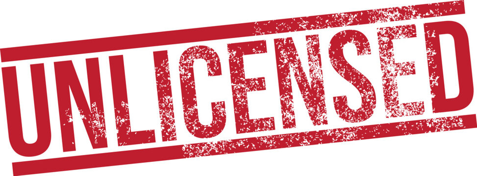 Unlicensed. Grunge Red Stamp.