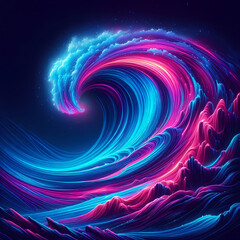 big neon wave background