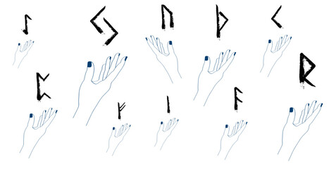 Rune. Hand Drawn Wax Chalk Texture, Mystical, Esoteric, Occult, Magic Glyphs with Hand