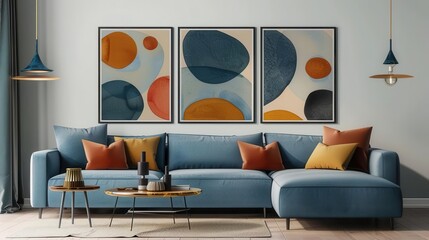 abstract modern art posters with stylized leaves digital illustration set