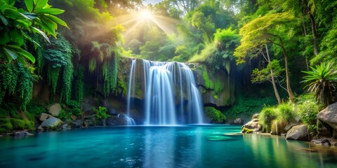 Obraz premium Serene Waterfall Oasis Embracing the Truth of Nature s Purifying Essence AI Generative