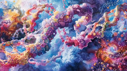 Abstract Cosmic Landscape with Glowing Swirls of Colors