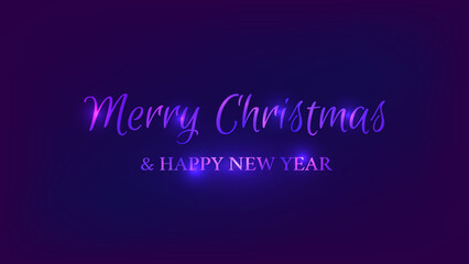 Merry Christmas and Happy New Year neon background