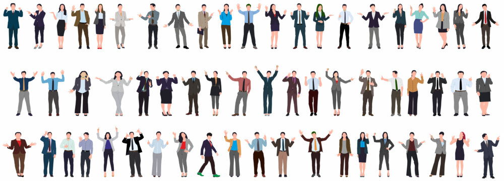 Set of businesspeople collection. Huge set of white collar worker people in professional clothing working in business office and finance. Flat design vector illustration on white background