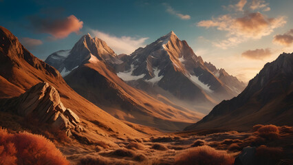 Naklejka premium Majestic Mountain Landscape with Vibrant Colors
