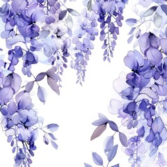 Obraz premium Graceful Wisteria Blooms: Fluid Watercolor Floral Art