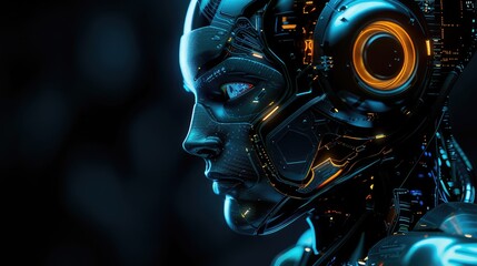 Fototapeta premium Future Tech: AI Robots in the Information Space