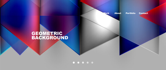Fototapeta premium Metal triangles with colorful bright triangles. Geometric modern minimalist design template