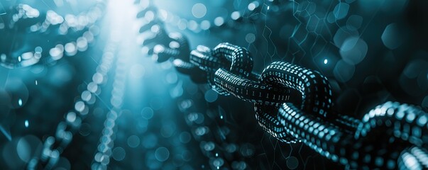 Futuristic digital blockchain background. modern conceptual connections hi tech, mechanical technology and digital network. 3d design of the Big data and communications hi tech, mechanical technology