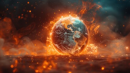 Obraz premium Burning Planet: A Visual Representation of Climate Change