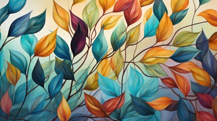 Abstract leaves dancing in gentle breeze