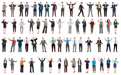 Business people Concept illustrations. Mega set. 
Male and female business character on isolated white background. 