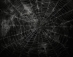 Intricate Spiderweb on Dark Background.