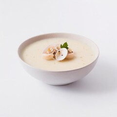 Clam chowder isolated on white background