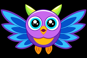  A cute owl crying with fairy wings, floating in the air, vibrant colors, anime style vector illustration