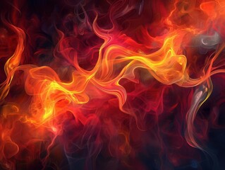 Fototapeta premium vibrant fire elemental swirling flames in shades of red orange and yellow dancing against a dark background ethereal wisps and embers creating intricate patterns and shapes