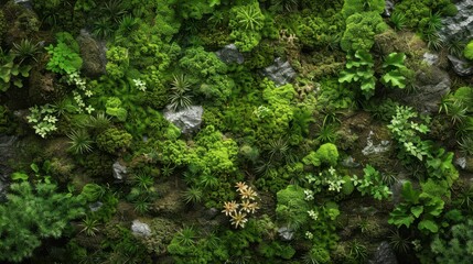 Obraz premium A seamless image of a collection of moss, aerial perspective, placed on a solid black background