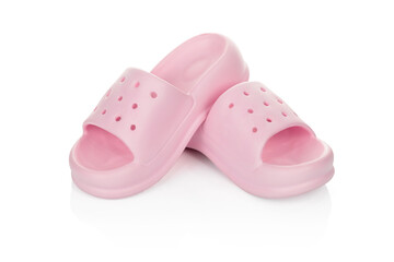 Women's rubber slip-on sandals, soft and comfortable for everyday wear, isolated on a white background with clipping path.