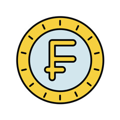 swiss franc color line icon with white background vector stock illustration