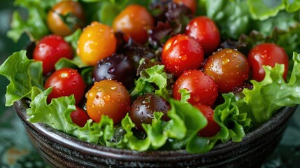 Crisp lettuce and vibrant cherry tomatoes in a bowl